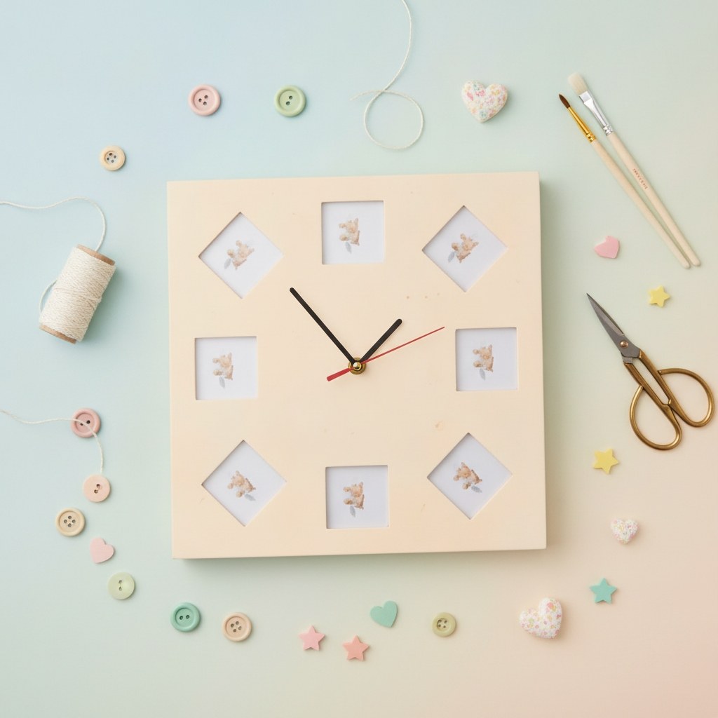 Uhr mit 8 Bilder 30x30cm - Kidis Art