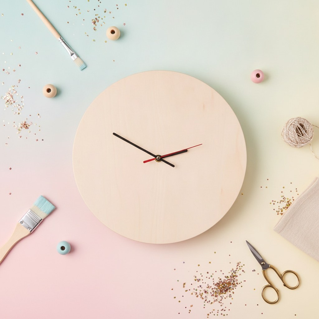 Uhr rund aus Holz 30cm, FSC - Kidis Art
