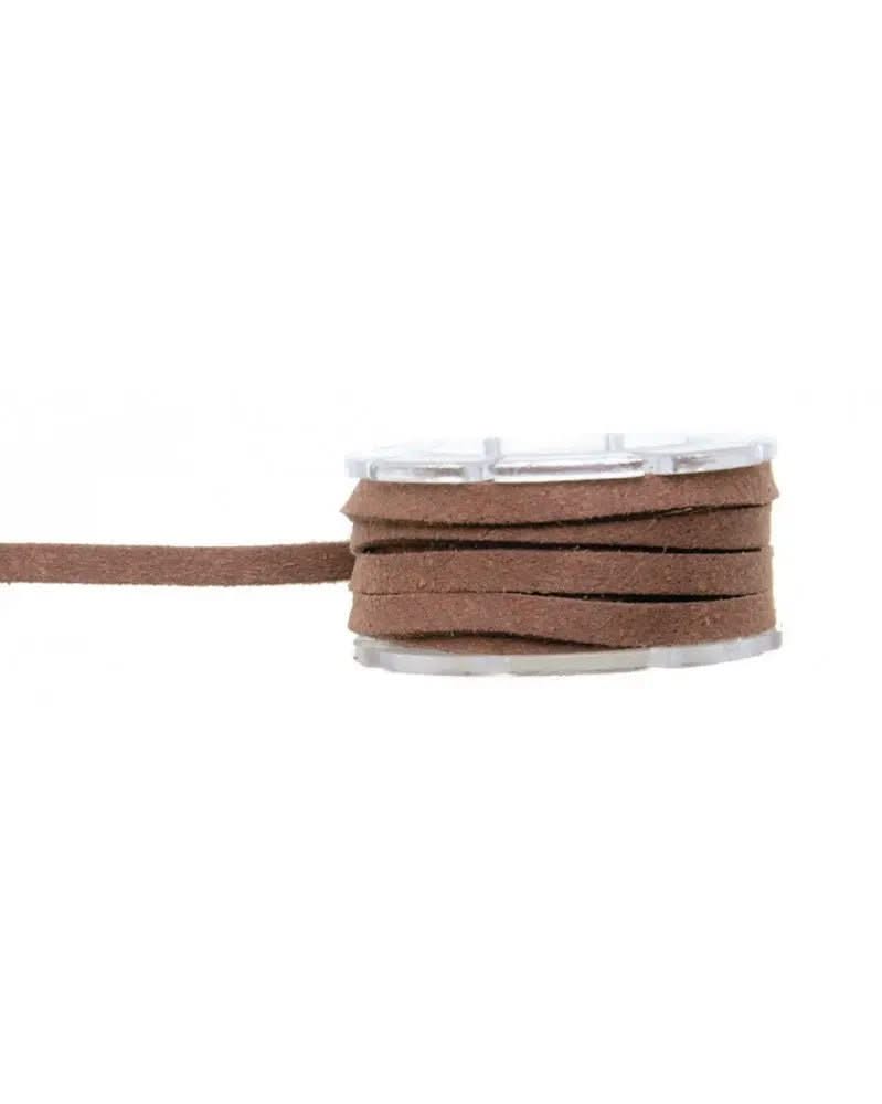 Velour-Lederband-Rolle 3mm/2m, flach d'braun - Kidis Art