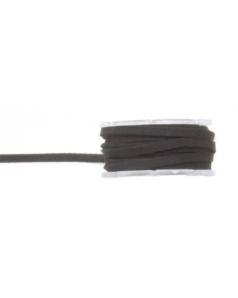 Velour-Lederband-Rolle 3mm/2m, flach schwarz - Kidis Art