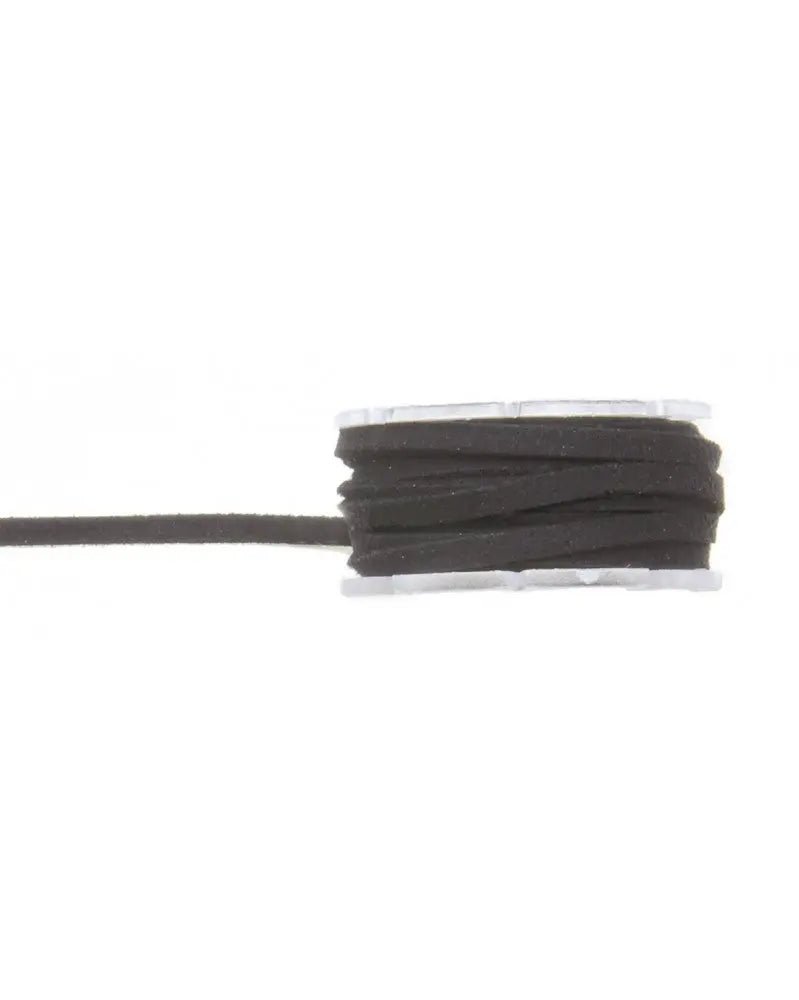 Velour - Lederband - Rolle 3mm/2m, flach schwarz - Kidis Art