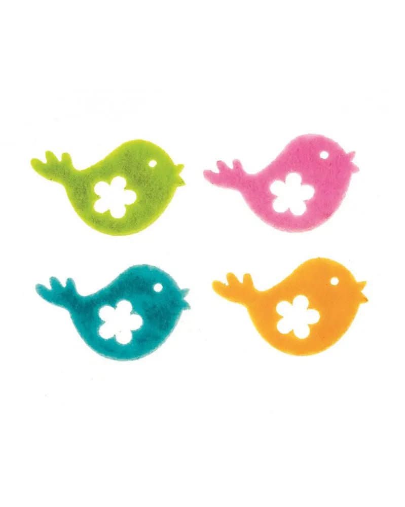 Vögel aus Filz 4 Farben 12Stk. 40x25mm - Kidis Art
