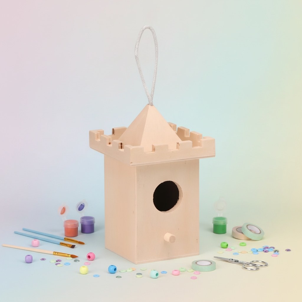 Vogelhaus, Turm, Pappel CN 8x8x13cm - Kidis Art