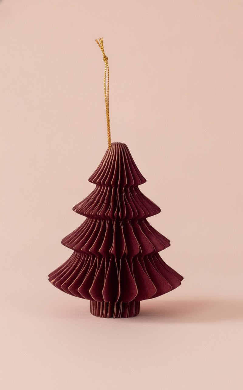 Wabenbaum mit Hänger, bordeau 10cm, 4St., Papier - Kidis Art