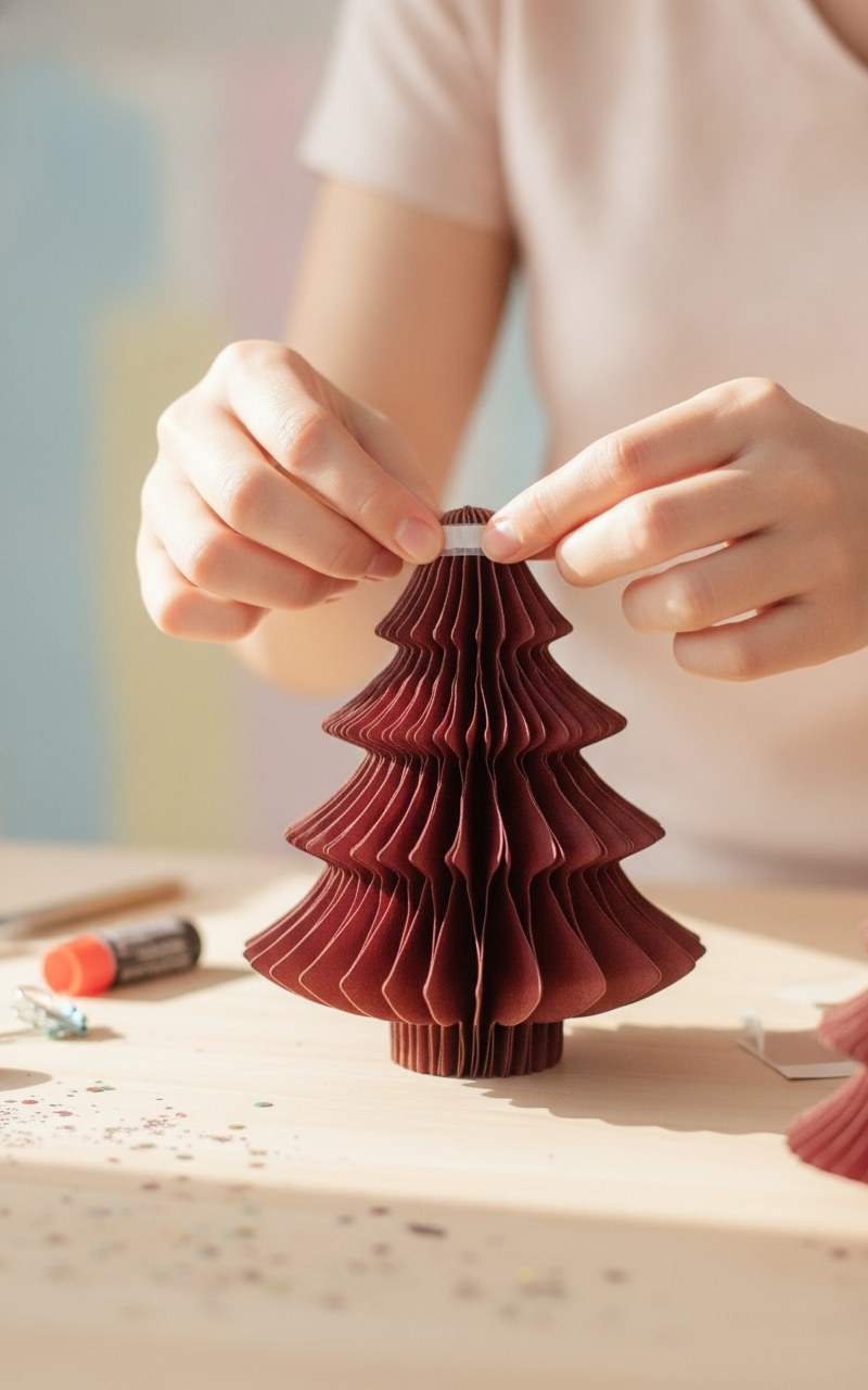 Wabenbaum mit Hänger, bordeau 10cm, 4St., Papier - Kidis Art