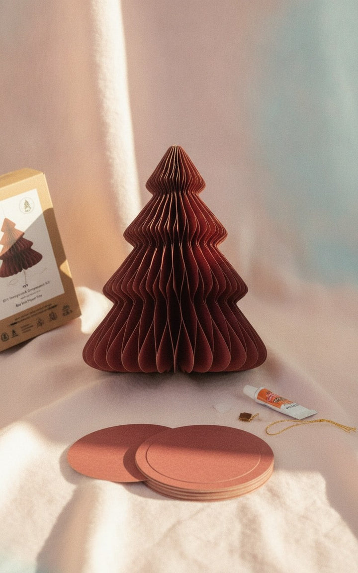 Wabenbaum mit Hänger, bordeau 20cm, 1St., Papier - Kidis Art