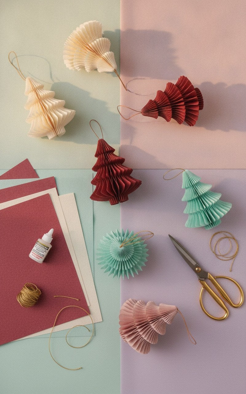 Wabenbaum mit Hänger, rot 10cm, 4St., Papier - Kidis Art