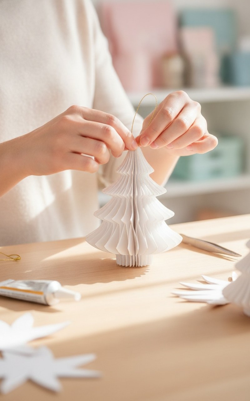 Wabenbaum mit Hänger, weiss 10cm, 4St., Papier - Kidis Art