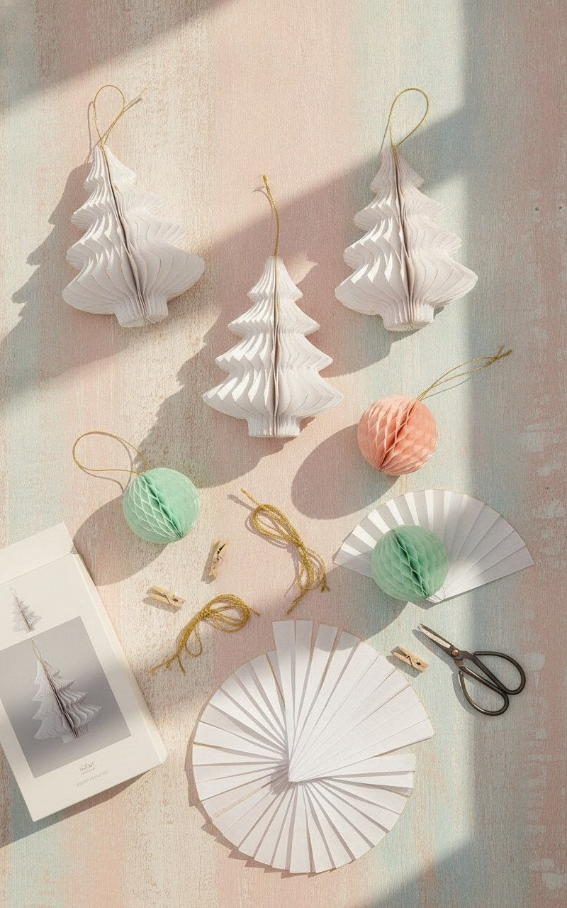 Wabenbaum mit Hänger, weiss 10cm, 4St., Papier - Kidis Art