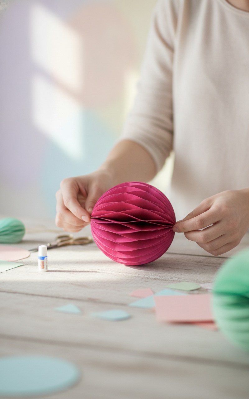 Wabenkugel mit Hänger, pink 8cm, 4St., Papier - Kidis Art
