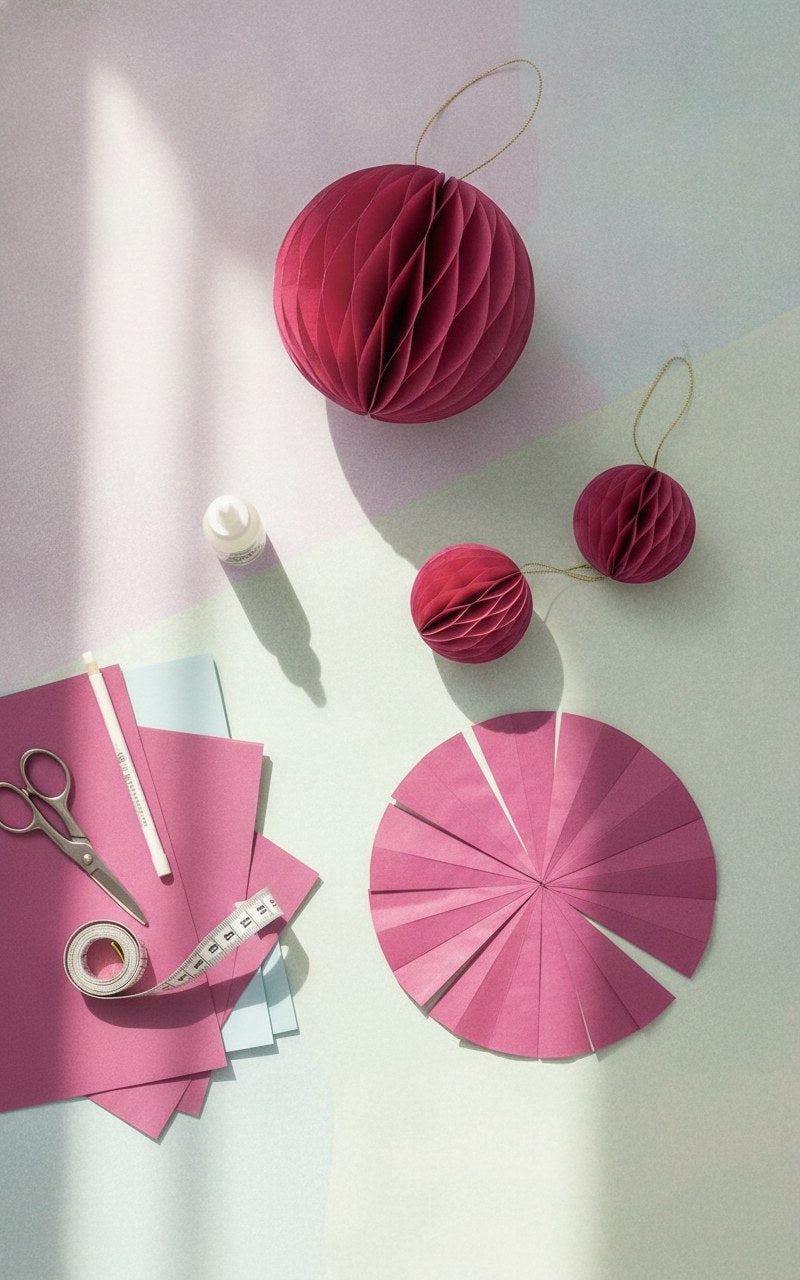 Wabenkugel mit Hänger, pink 8cm, 4St., Papier - Kidis Art