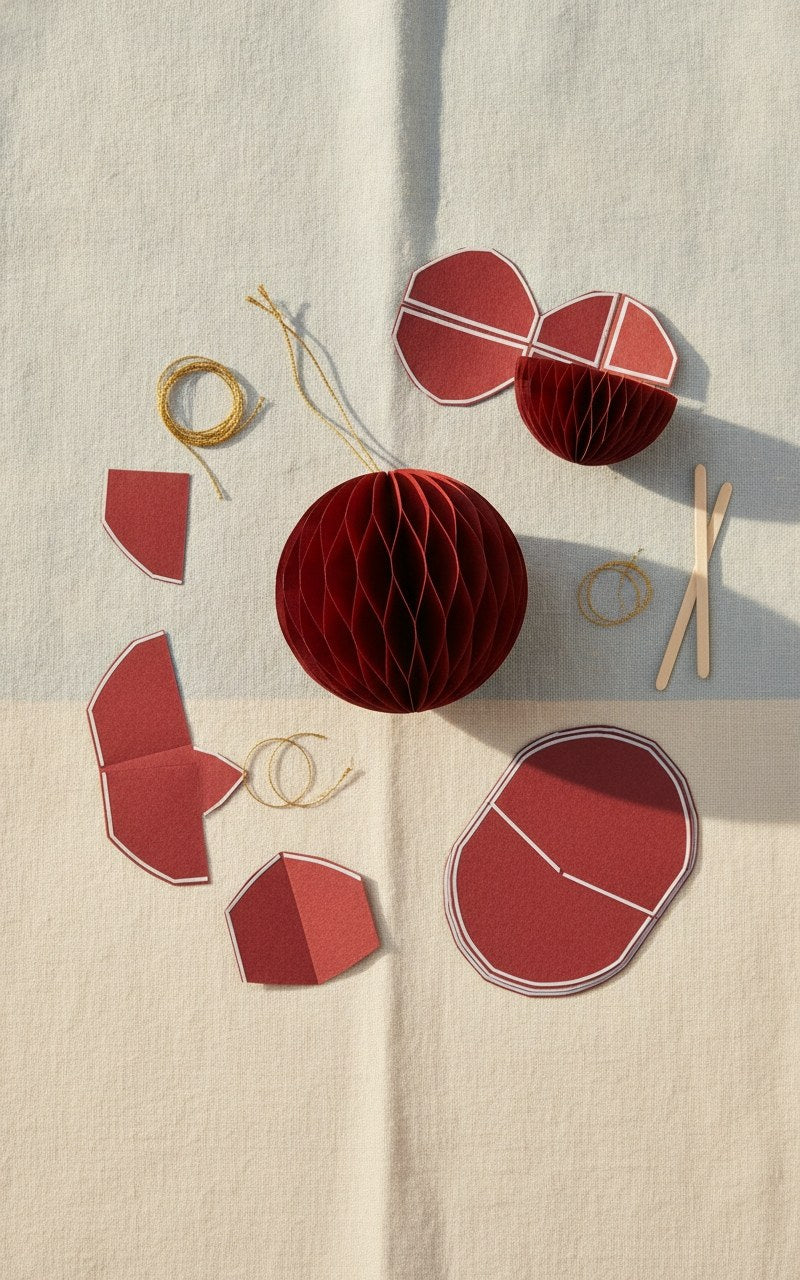 Wabenkugel mit Hänger, rot 8cm, 4St., Papier - Kidis Art