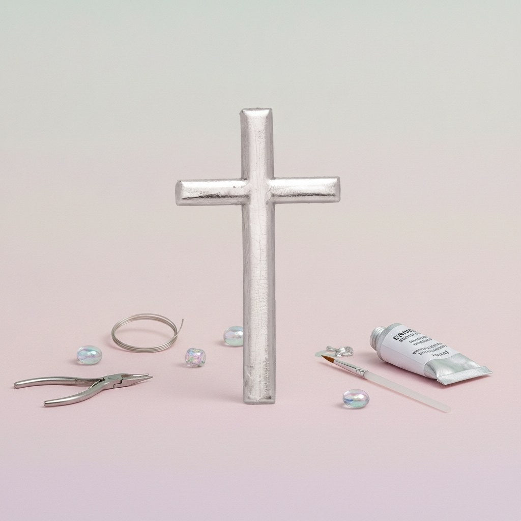 Wachsdekor Kreuz silber - Kidis Art