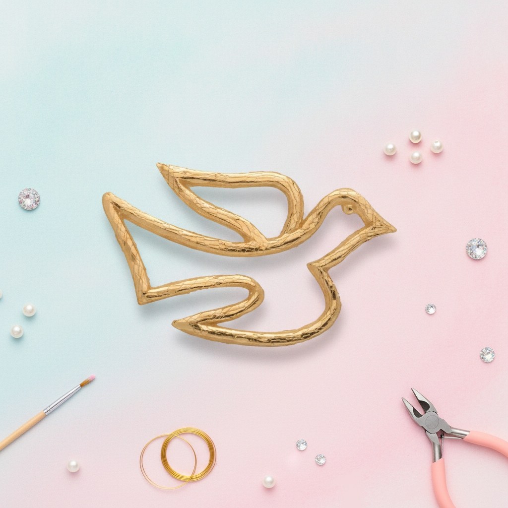 Wachsdekor Taube gold - Kidis Art
