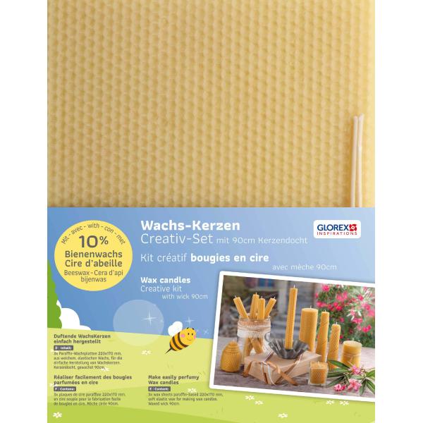 Wachswaben natur 3 St. 220 x 170 mm m. Docht - Kidis Art