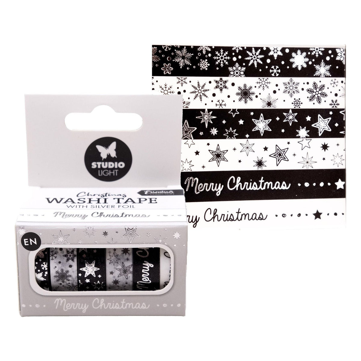 Washi tape Black/white Silver Essentials - Kidis Art