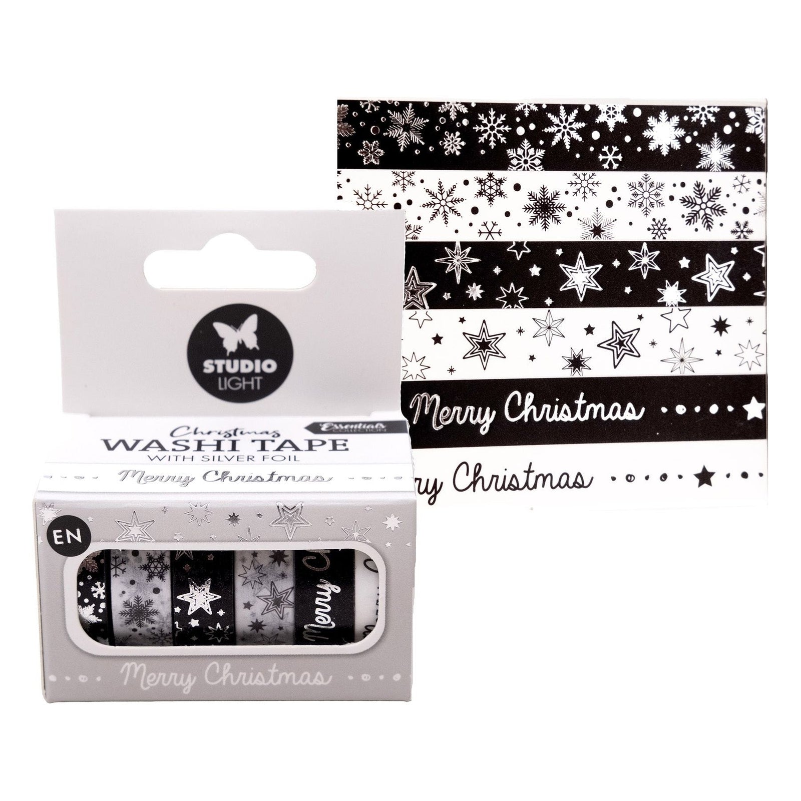 Washi tape Black/white Silver Essentials - Kidis Art