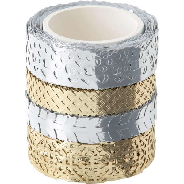 Washi-Tape-Set 4x5m Hotfoil silber + gold - Kidis Art