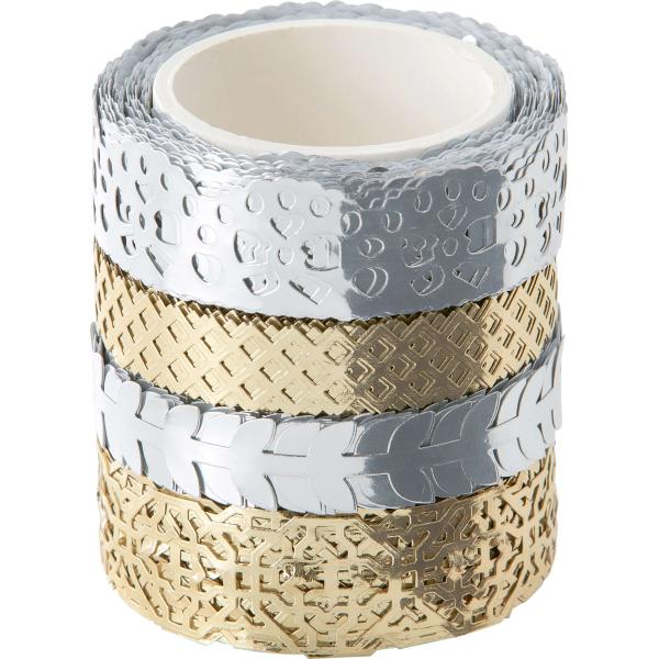 Washi - Tape - Set 4x5m Hotfoil silber + gold - Kidis Art
