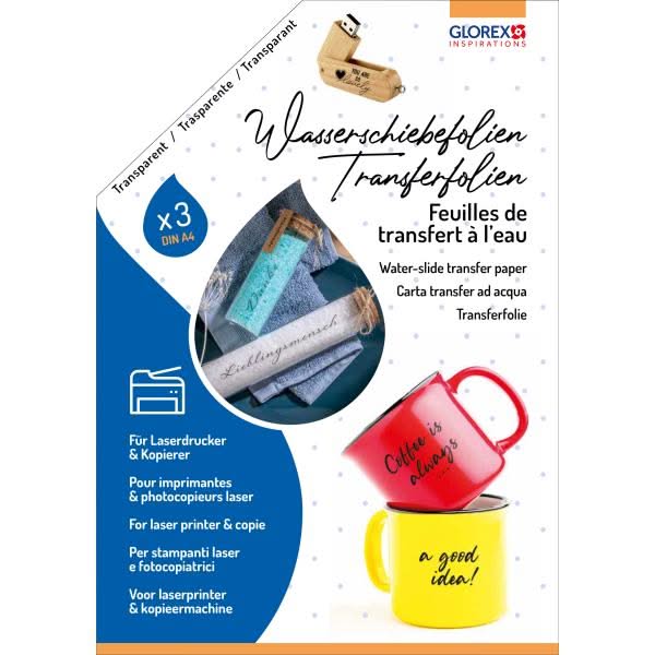 Wasserschiebefolie A4, 3 St. für Laserdrucker und Kopierer - Kidis Art