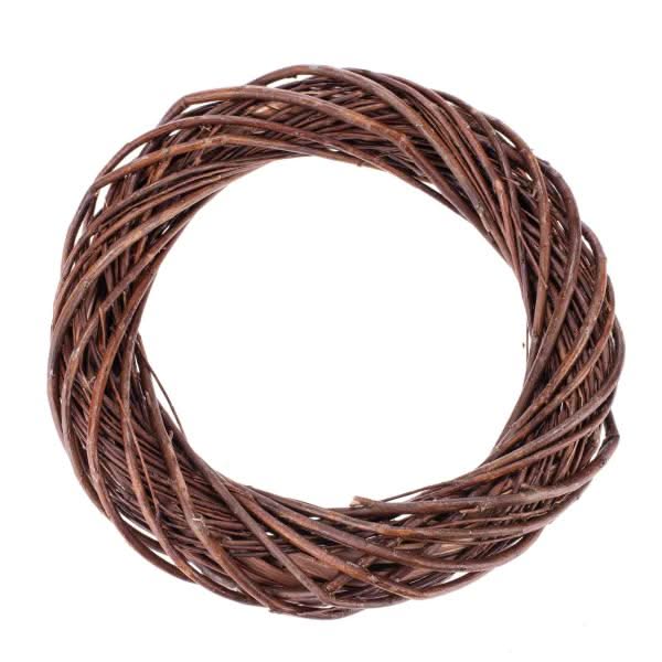 Couronne en saule rustique brune, base de bricolage tressée à texture naturelle