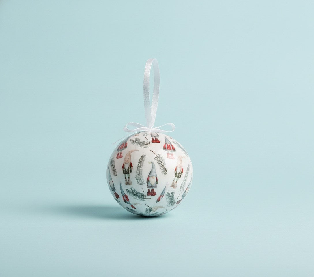 Weihnachtskugel 7,5cm mit Schneemann und Baum - Kidis Art
