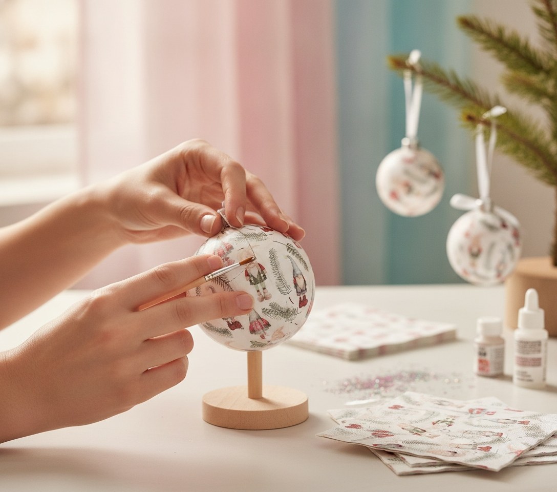 Weihnachtskugel 7,5cm mit Schneemann und Baum - Kidis Art