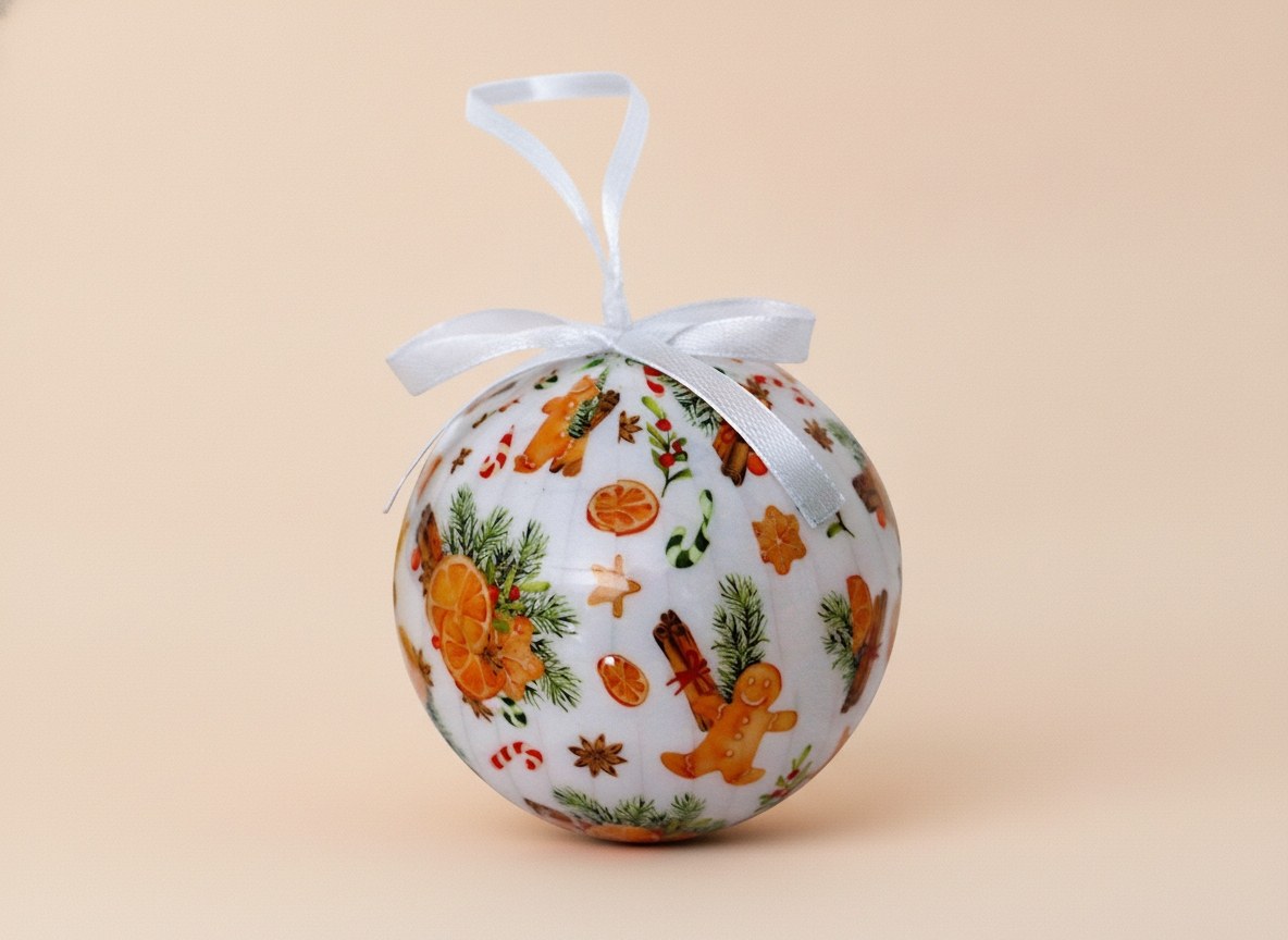 Lebkuchenlook Ornament 7,5cm mit Gingerbread-Motiv