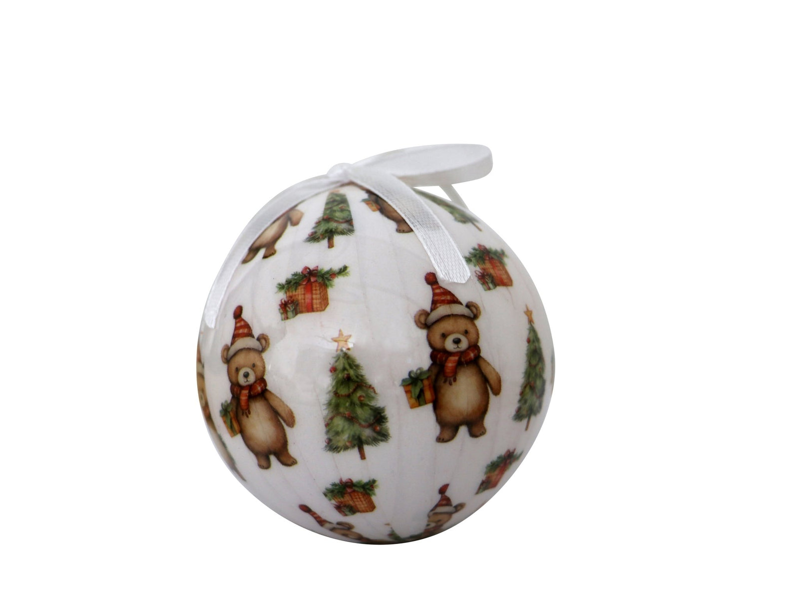 Weihnachtskugel 7,5cm mit Bär und Baum - Kidis Art