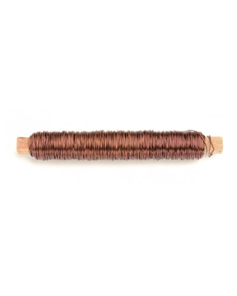 Fil de cuivre brun 0,5 mm sur bobine avec texture métallique sur mandrin en bois
