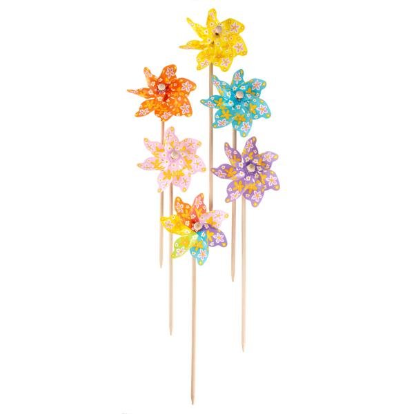 Windrad 17x48cm farbig sort. 1St. Blüten - Kidis Art