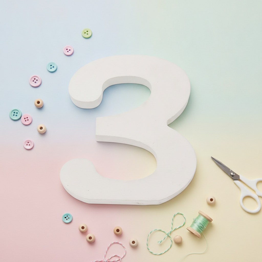 Zahl 3 MDF 5,5x0,9cm 1St - Kidis Art