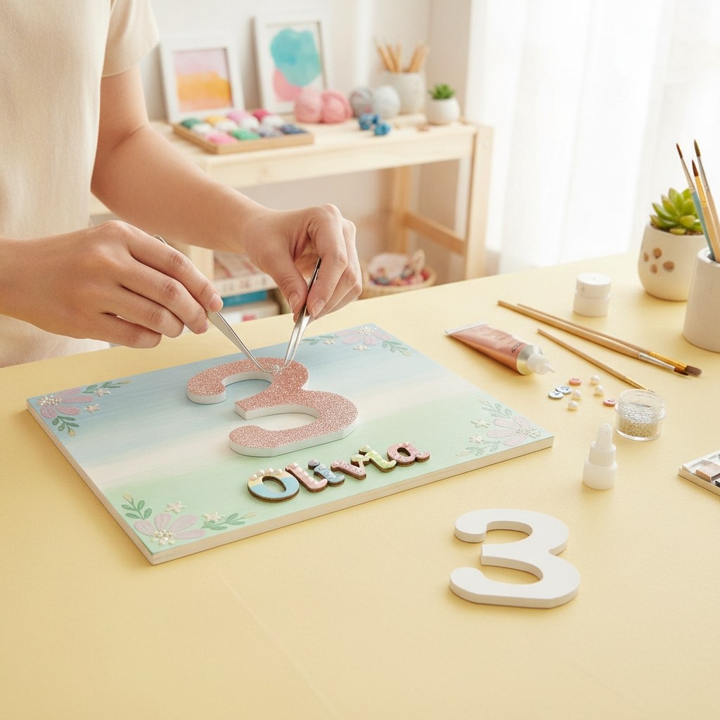 Zahl 3 MDF 5,5x0,9cm 1St - Kidis Art