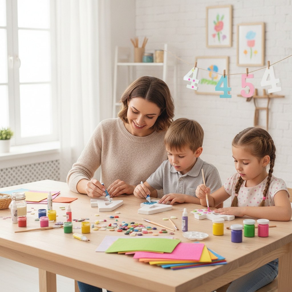 Zahl 4 MDF 5,5x0,9cm 1St - Kidis Art